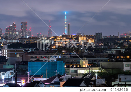 "Tokyo" Night view / distant view of the skyscraper in Shinjuku and the residential area 94148616