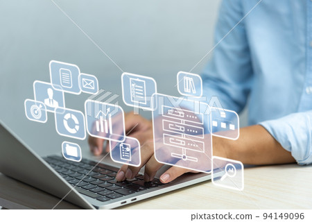 Digital transformation technology strategy. business processes and data customer service management information internet innovation concept. 94149096