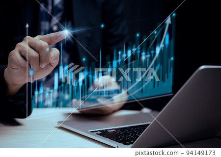 Business graph growth data stock market and forex exchange analysis chart finance trade currency economic report financial and investment funds and digital assets management. 94149173