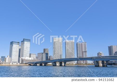 中央區、晴海的東京都市風景和晴海橋的晴天 94151082