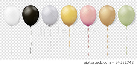 Realistic rainbow balloons on transparent background. Vector illustration. 94151748