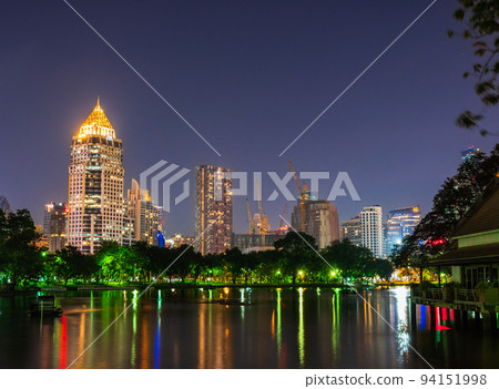 Bangkok Lumpini Park and city night view 94151998