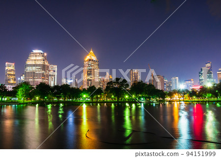 Bangkok Lumpini Park and city night view 94151999