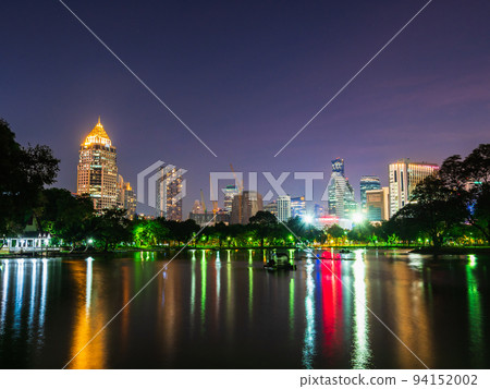 Bangkok Lumpini Park and city night view 94152002