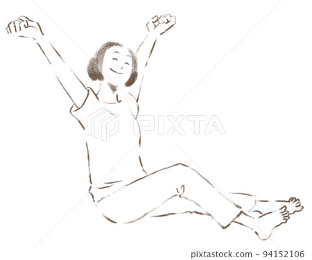 一個坐著和伸展得很好的女人 一個坐著和伸展得很好的女人 94152106