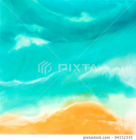 Abstract painting background in a gentle light blue color. Natural luxury abstract fluid, liquid art painting. Tender, modern futuristic, dynamic and dreamy artwork. Textured colorful oil paint. 94152335