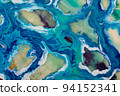 Abstract painting background, creative blue artwork. Hand drawn oil painting. Abstract art background. Oil painting on canvas. Color texture. Fragment of artwork. Spots of paint. 94152341