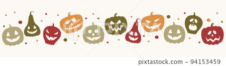 Background with funny pumpkins. Halloween banner design. Vector Background with funny pumpkins. Halloween banner design. Vector 94153459