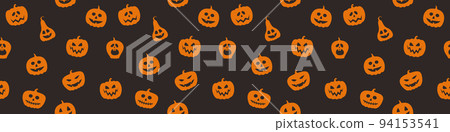 Creepy Halloween banner with pumpkins. Seamless pattern. Vector Creepy Halloween banner with pumpkins. Seamless pattern. Vector 94153541