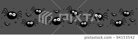 Banner with creepy spiders. Halloween concept. Vector Banner with creepy spiders. Halloween concept. Vector 94153542