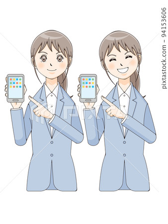 Female suit anime-style smartphone front 94153606