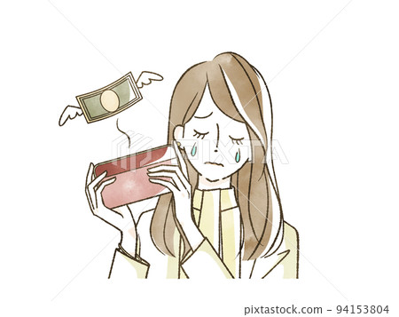 Woman crying because she has no money Woman crying because she has no money 94153804
