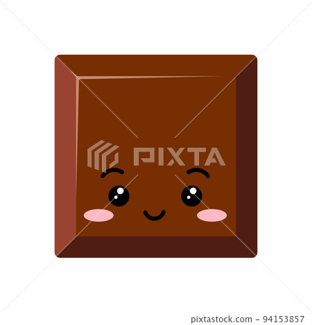 Cute square chocolate bar piece kids emoji character vector icon. Cute square chocolate bar piece kids emoji character vector icon. 94153857