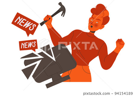 Stressed Man Character with Hammer Breaking Television to Pieces Feeling Anger and Resentment Vector Illustration Stressed Man Character with Hammer Breaking Television to Pieces Feeling Anger and Resentment Vector Illustration 94154189