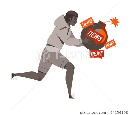 Stressed Man Character Carrying Bomb Feeling Sadness and Loneliness from Bad News Vector Illustration 94154198
