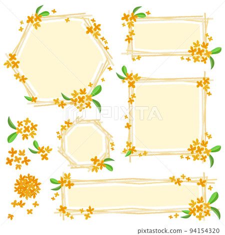 Autumn frame variations featuring osmanthus flower illustrations (yellow background) Autumn frame variations featuring osmanthus flower illustrations (yellow background) 94154320