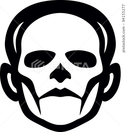 Zombie head icon in black over white 94155277