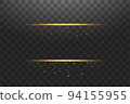 Glow isolated gold transparent effect, lens flare, explosion, glitter, line, sun flash, spark and stars. For illustration template art design, banner for Christmas celebrate, magic flash energy ray 94155955