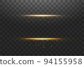Glow isolated gold transparent effect, lens flare, explosion, glitter, line, sun flash, spark and stars. For illustration template art design, banner for Christmas celebrate, magic flash energy ray 94155958