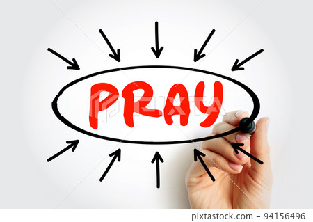 PRAY text with arrows, concept for presentations and reports 94156496