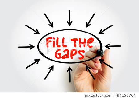 Fill the Gaps text with arrows, concept for presentations and reports 94156704