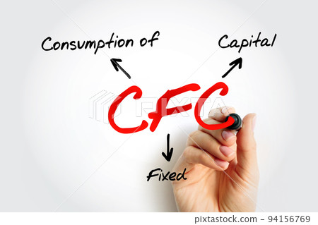 CFC - Consumption of fixed capital acronym, business concept background CFC - Consumption of fixed capital acronym, business concept background 94156769