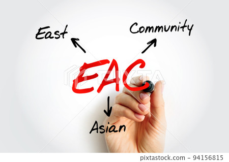 EAC East Asian Community - trade bloc for the East and Southeast Asian countries, acronym text concept background 94156815