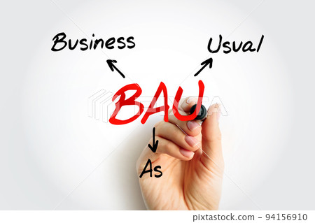 BAU - Business as Usual acronym, business concept background 94156910