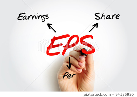EPS Earnings Per Share - monetary value of earnings per outstanding share of common stock for a company, acronym text concept background 94156950