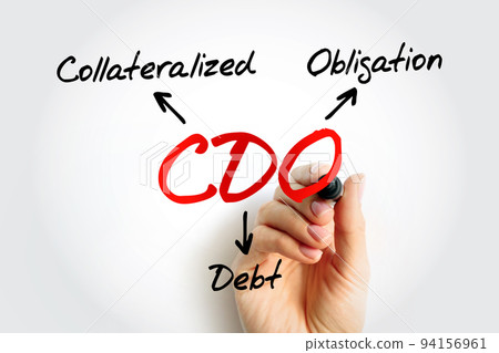 CDO Collateralized Debt Obligation - type of structured asset-backed security, acronym text concept background 94156961
