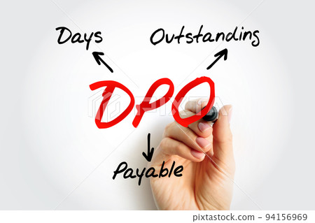 DPO Days Payable Outstanding - efficiency ratio that measures the average number of days a company takes to pay its suppliers, acronym text concept background DPO Days Payable Outstanding - efficiency ratio that measures the average number of days a company takes to pay its suppliers, acronym text concept background 94156969