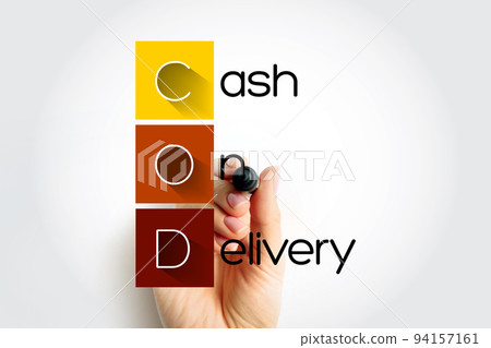 COD Cash On Delivery - sale of goods by mail order where payment is made on delivery rather than in advance, acronym text concept with marker 94157161