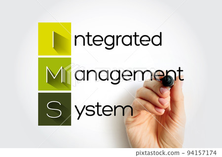 IMS Integrated Management System - combines all of an organisation's systems, processes and Standards into one smart system, acronym text with marker IMS Integrated Management System - combines all of an organisation's systems, processes and Standards into one smart system, acronym text with marker 94157174