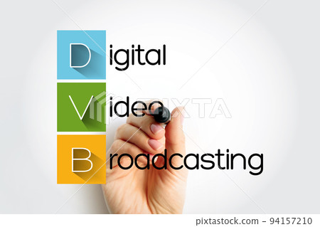 DVB Digital Video Broadcasting - set of international open standards for digital television, acronym text concept background 94157210