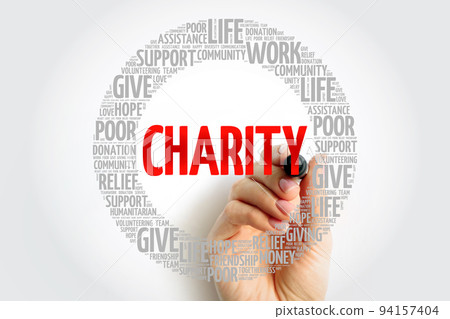 Charity word cloud collage with marker, concept background Charity word cloud collage with marker, concept background 94157404