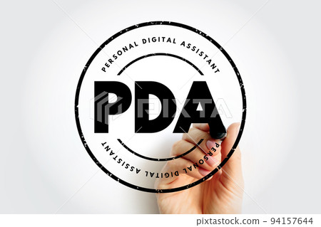 PDA Personal Digital Assistant - variety mobile device which functions as a personal information manager, acronym text stamp PDA Personal Digital Assistant - variety mobile device which functions as a personal information manager, acronym text stamp 94157644