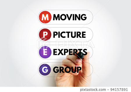 MPEG - Moving Picture Experts Group acronym with marker, concept background 94157891