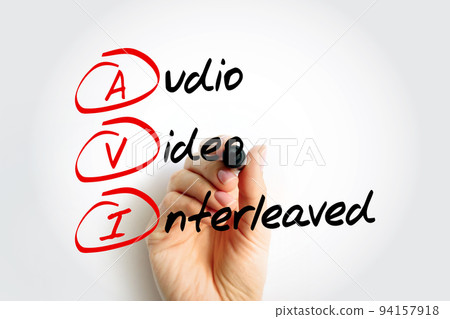 AVI - Audio Video Interleaved acronym, technology concept background AVI - Audio Video Interleaved acronym, technology concept background 94157918