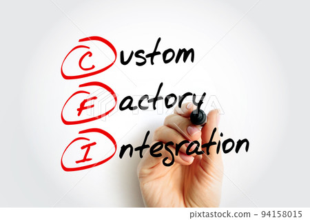 CFI - Custom Factory Integration acronym with marker, business concept background CFI - Custom Factory Integration acronym with marker, business concept background 94158015