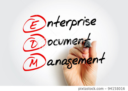 EDM - Enterprise Document Management is defined as an application that stores, organizes, and executes workflows on documents and records, acronym business concept background EDM - Enterprise Document Management is defined as an application that stores, organizes, and executes workflows on documents and records, acronym business concept background 94158016