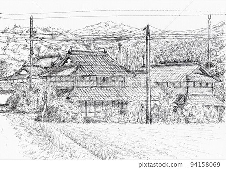 Rural village with old folk houses 94158069