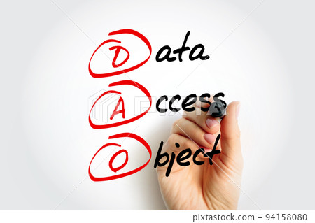 DAO - Data Access Object is a pattern that provides an abstract interface to some type of database or other persistence mechanism, acronym concept background 94158080