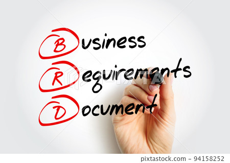 BRD Business Requirements Document - formal document that outlines the goals and expectations an organization hopes to achieve, acronym text concept with marker BRD Business Requirements Document - formal document that outlines the goals and expectations an organization hopes to achieve, acronym text concept with marker 94158252