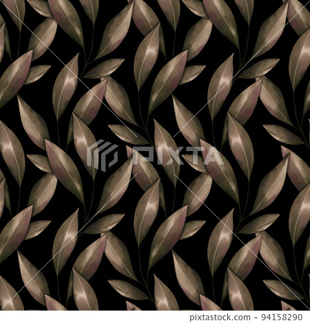 Seamless floral pattern with brown leaves. Background with foliage. 94158290