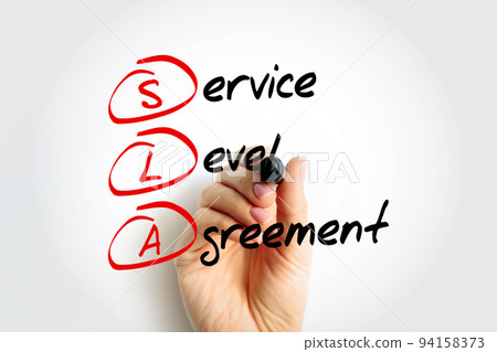 SLA Service Level Agreement - commitment between a service provider and a client, acronym text with marker SLA Service Level Agreement - commitment between a service provider and a client, acronym text with marker 94158373