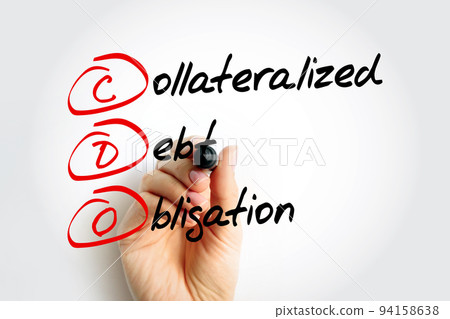 CDO Collateralized Debt Obligation - type of structured asset-backed security, acronym text concept background CDO Collateralized Debt Obligation - type of structured asset-backed security, acronym text concept background 94158638