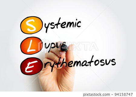 SLE Systemic Lupus Erythematosus - autoimmune disorder characterized by antibodies to nuclear and cytoplasmic antigens, acronym text concept background SLE Systemic Lupus Erythematosus - autoimmune disorder characterized by antibodies to nuclear and cytoplasmic antigens, acronym text concept background 94158747