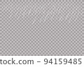 Rain transparent template background. Falling water drops texture. Nature rainfall on transparent background. 94159485