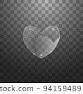 Vector modern glass heart on sample background. 94159489