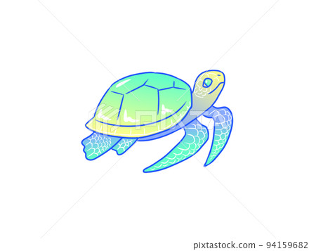 七彩海龜淺藍綠黃漸變 94159682